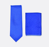 Royal Blue Self Tie & Pocket Square Set - Combo Sets | Monzoro Pakistan