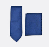 Navy Blue Self Tie & Pocket Square Set - Combo Sets | Monzoro Pakistan