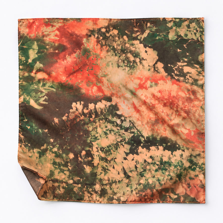 Abstract Floral pocket square — unfolded studio detail.