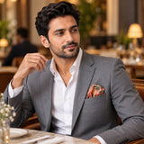 Abstract Floral pocket square — restaurant lifestyle.