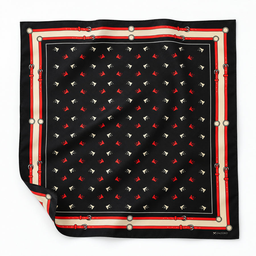 Abstract Horse pocket square — unfolded studio detail.