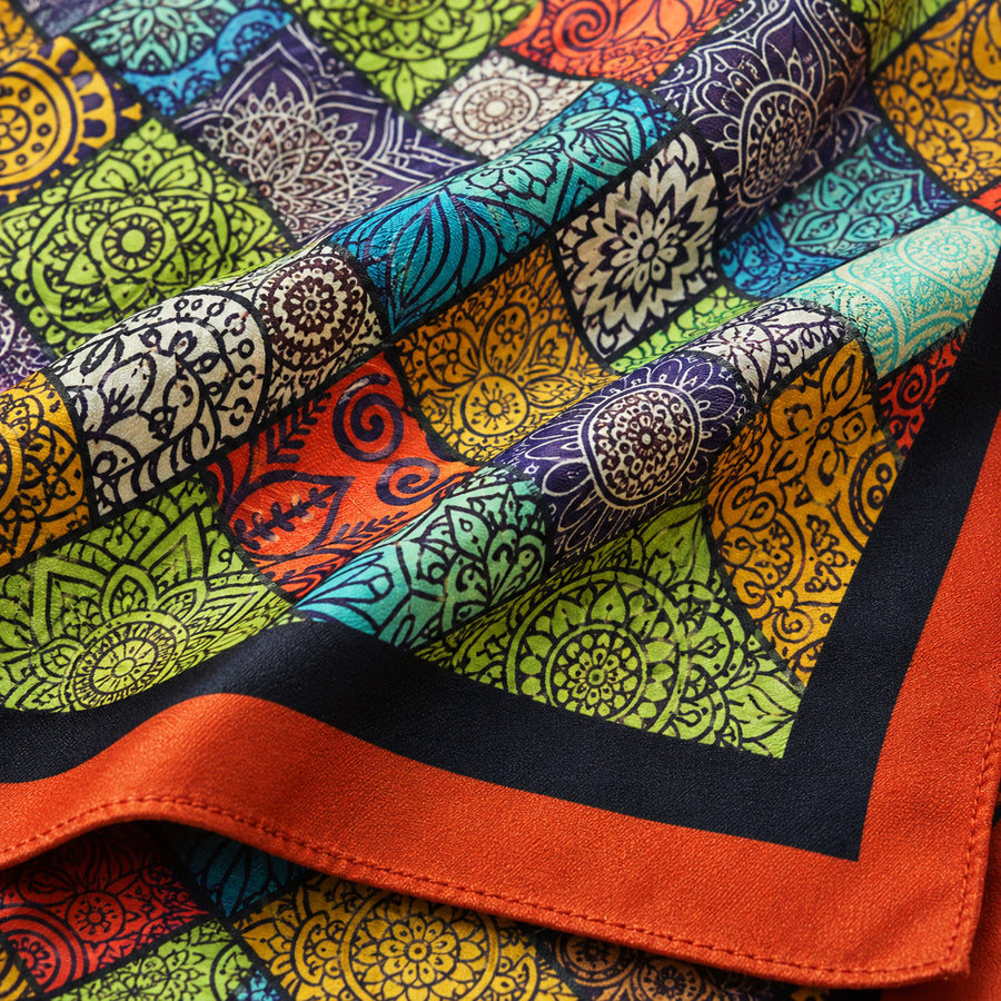 Abstract Matrix pocket square — fabric and design close-up.