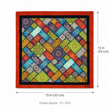 Abstract Matrix pocket square — size guide.