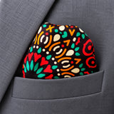 African Art silk pocket square pocket square — close-up wearing detail.