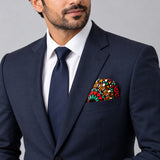 African Art silk pocket square pocket square — formal model · navy and tie.