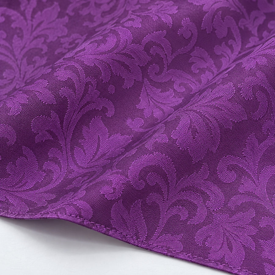 Amethyst Scroll Damask Silk Pocket Square — fabric and design close-up.