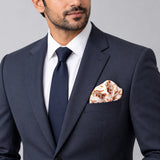 ANIMATED DEER SILK POCKET SQUARES pocket square — formal model · navy and tie.