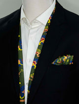 Paisley & Floral Olive Green - Silk Scarf & Pocket Square Set - Combo Sets | Monzoro Pakistan