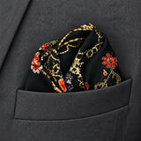 Ball Chain Art pocket square — close-up wearing detail.