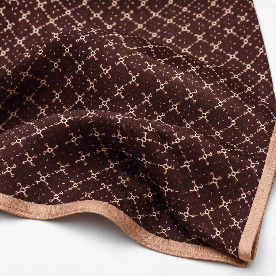 Chocolate HoneyComb pocket square — fabric and design close-up.