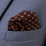 Chocolate HoneyComb pocket square — close-up wearing detail.