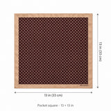 Chocolate HoneyComb pocket square — size guide.