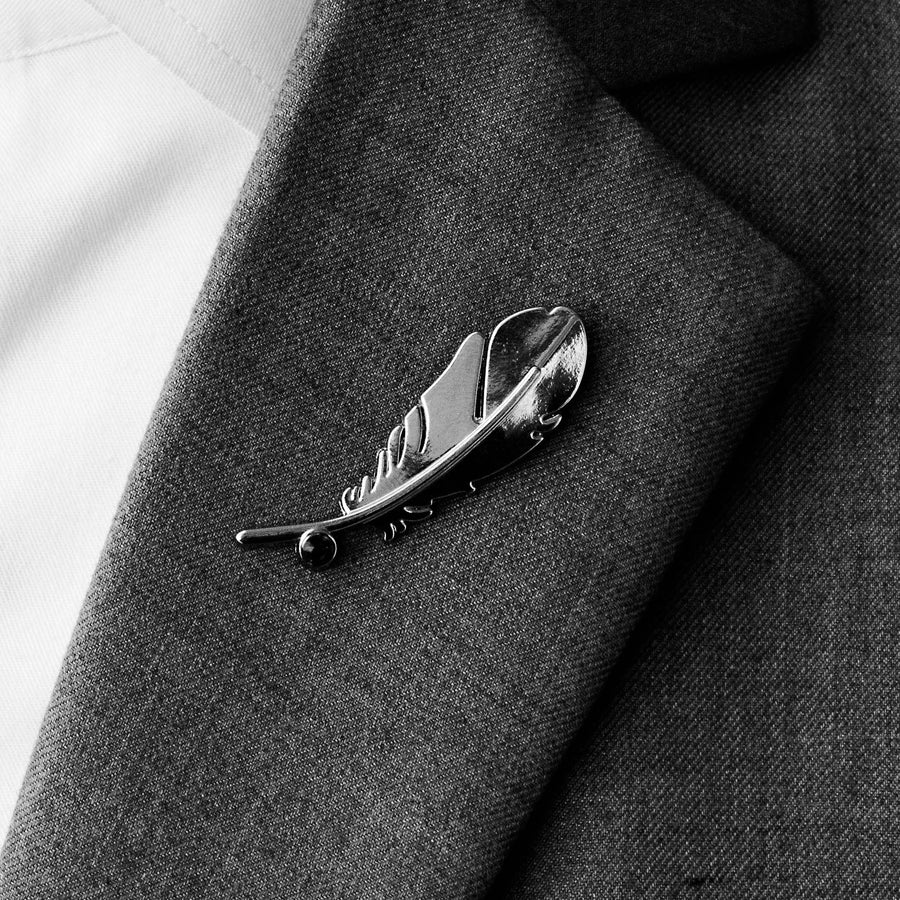Bird Feather – Metallic Silver Lapel Pins - Lapel Pins | Monzoro Pakistan