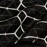 Black and White Hexagonal pocket square — fabric and design close-up.