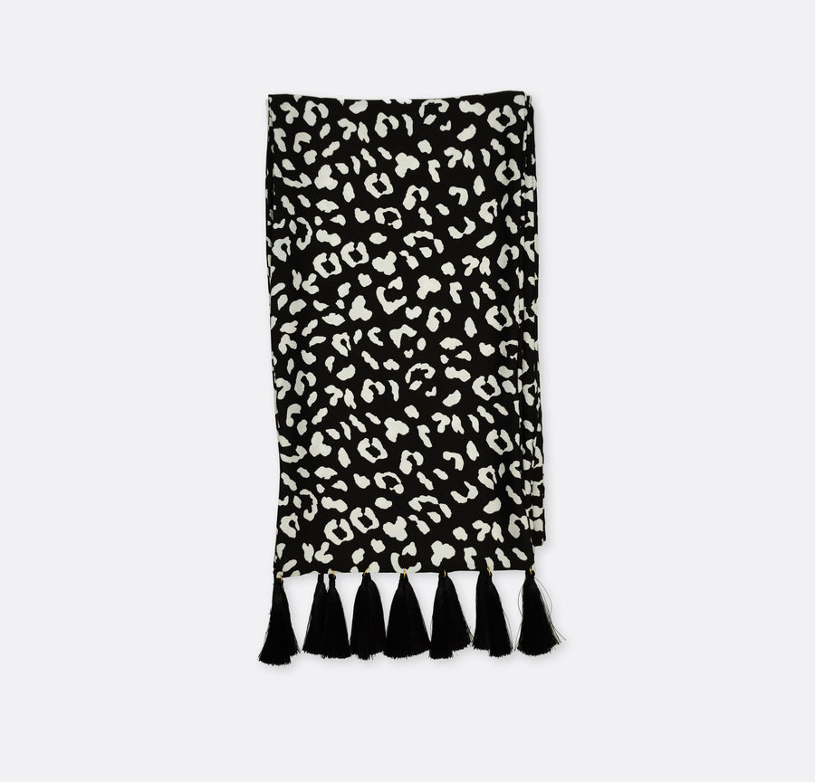 Black and White Leopard Silk Men Scarves - Silk Scarves | Monzoro Pakistan