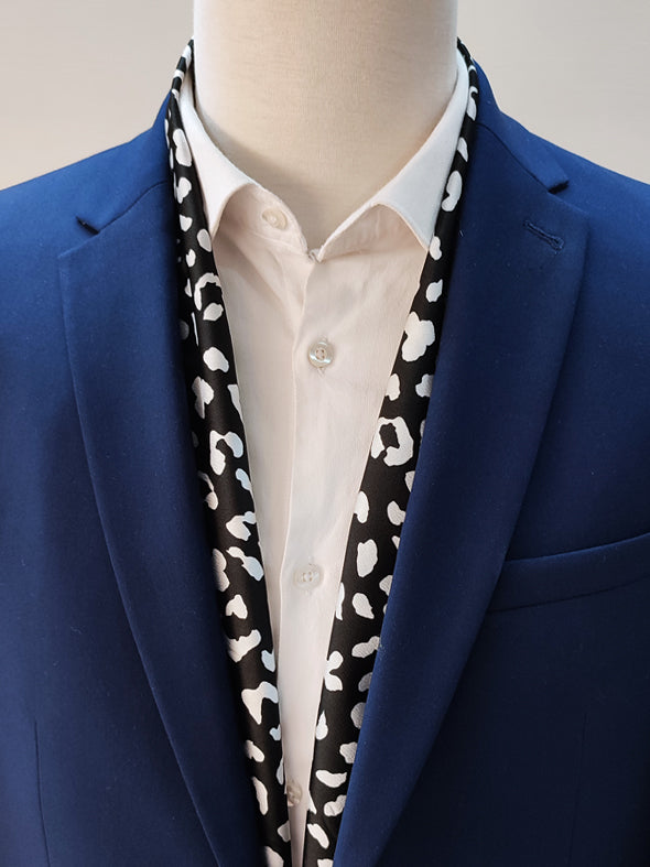 Black and White Leopard Silk Men Scarves - Silk Scarves | Monzoro Pakistan
