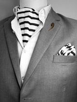 Black & White Stripes Silk Ascot Set - Combo Sets | Monzoro Pakistan