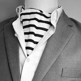 Black & White Stripes Silk Ascots - Ascots | Monzoro Pakistan