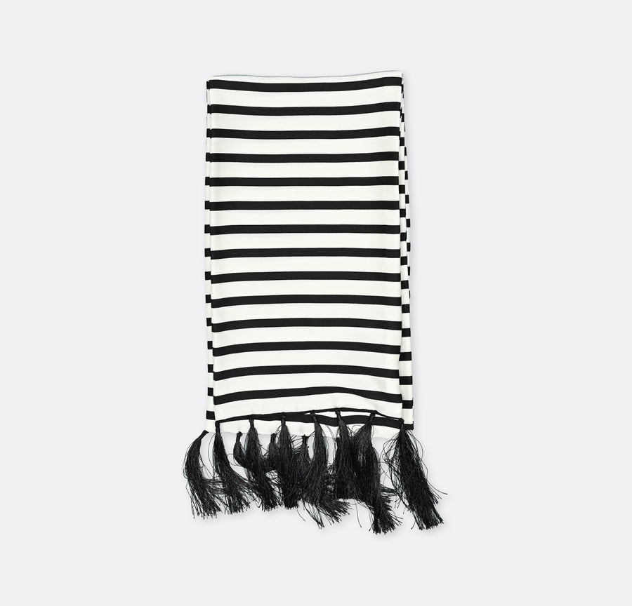 Black & White Stripes Silk Men Scarves - Silk Scarves | Monzoro Pakistan