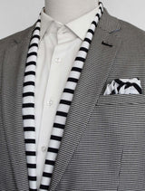 Black & White Stripes Silk Scarf & Pocket Square Set - Combo Sets | Monzoro Pakistan