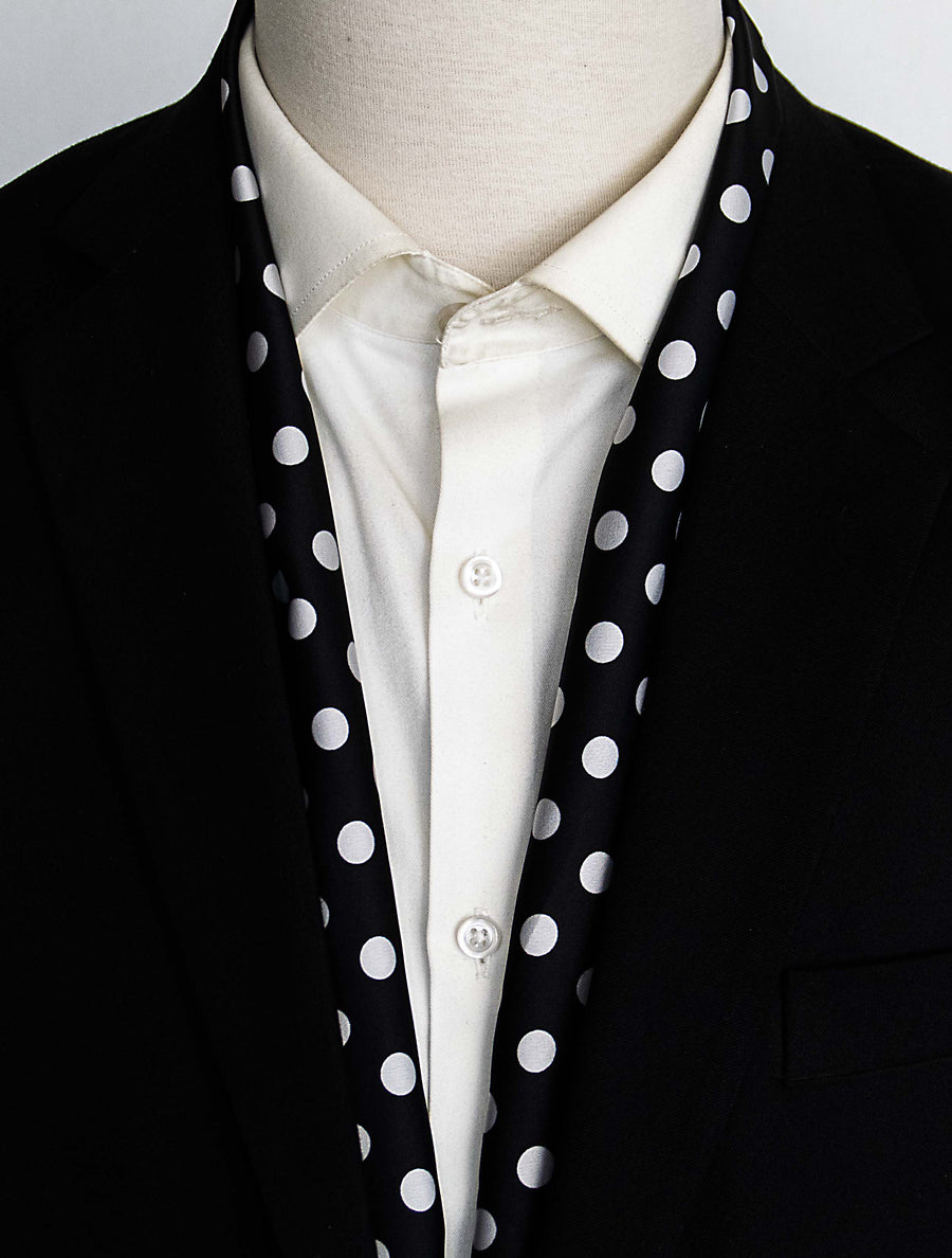 Black Base Polka - Silk Men Scarves - Silk Scarves | Monzoro Pakistan