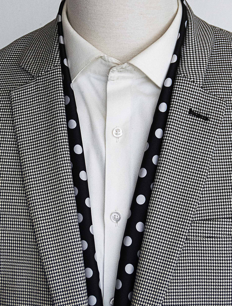 Black Base Polka - Silk Men Scarves - Silk Scarves | Monzoro Pakistan