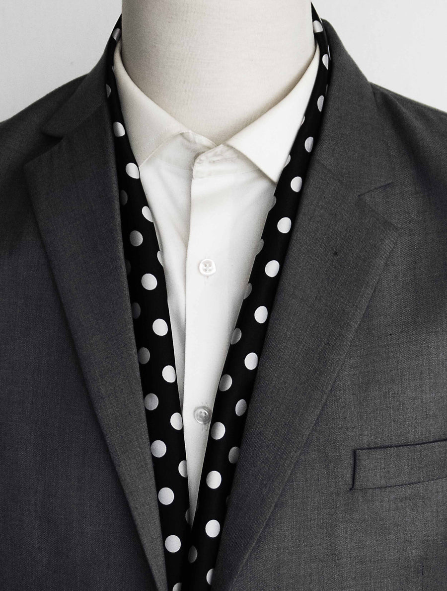 Black Base Polka - Silk Men Scarves - Silk Scarves | Monzoro Pakistan
