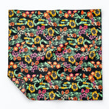 Black Boho Japanese pocket square — unfolded studio detail.