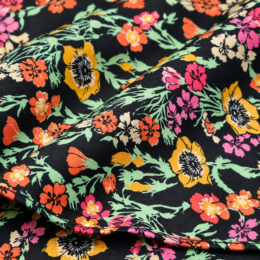 Black Boho Japanese pocket square — fabric and design close-up.