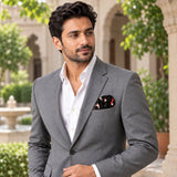 Black Dalmatian pocket square — outdoor lifestyle.