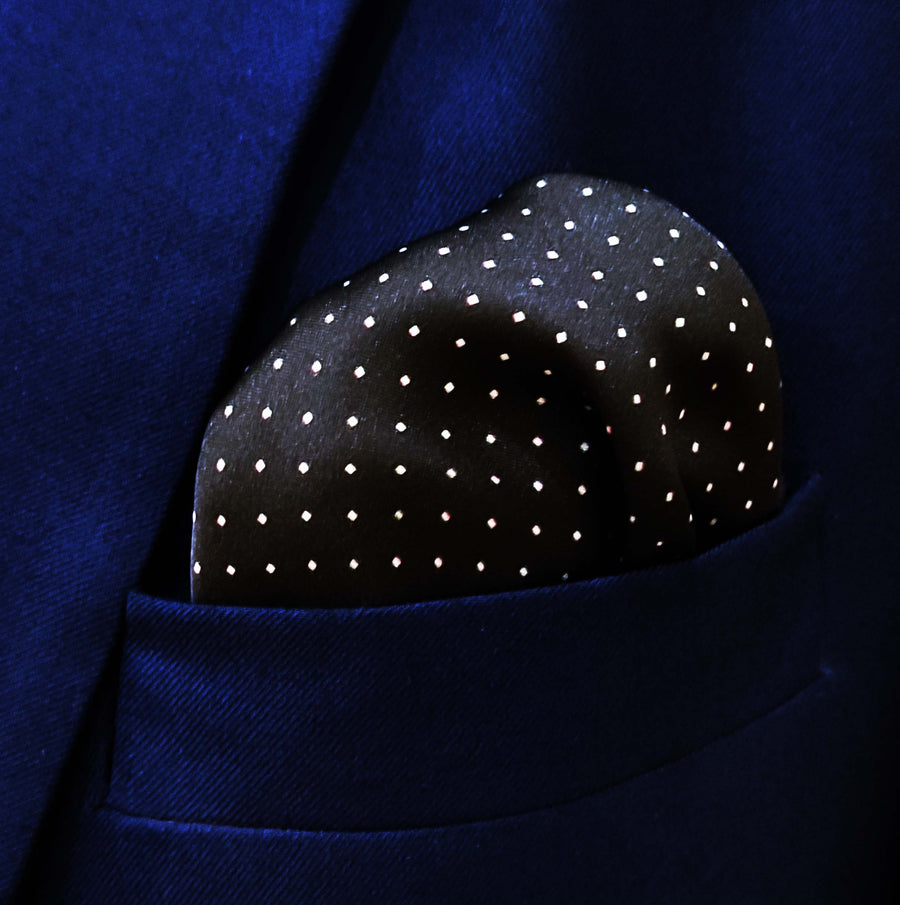 Black Dot Polka - Silk Pocket Squares - Pocket Squares | Monzoro Pakistan