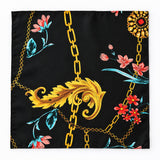 Black & Gold Chain Pattern pocket square — full flat product.