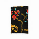Black & Gold Chain Pattern pocket square — folded product.