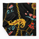 Black & Gold Chain Pattern pocket square — unfolded studio detail.