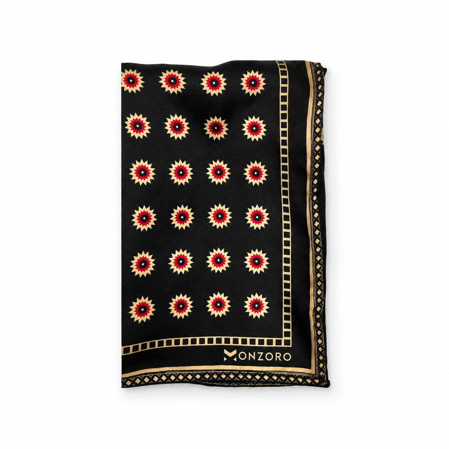 Black & Gold Reversible pocket square — folded product.