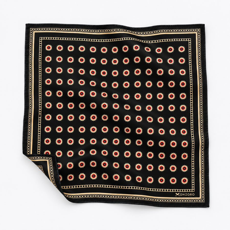 Black & Gold Reversible pocket square — unfolded studio detail.