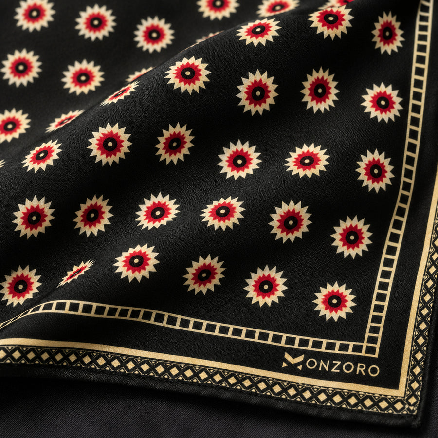 Black & Gold Reversible pocket square — fabric and design close-up.