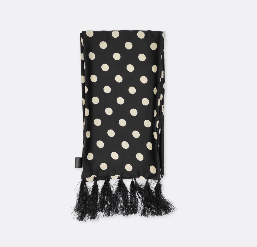 Black Midi Polka Silk Men Scarves - Silk Scarves | Monzoro Pakistan