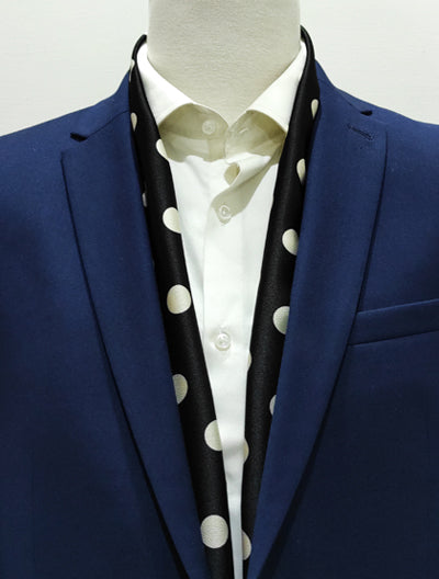 Black Midi Polka Silk Men Scarves - Silk Scarves | Monzoro Pakistan