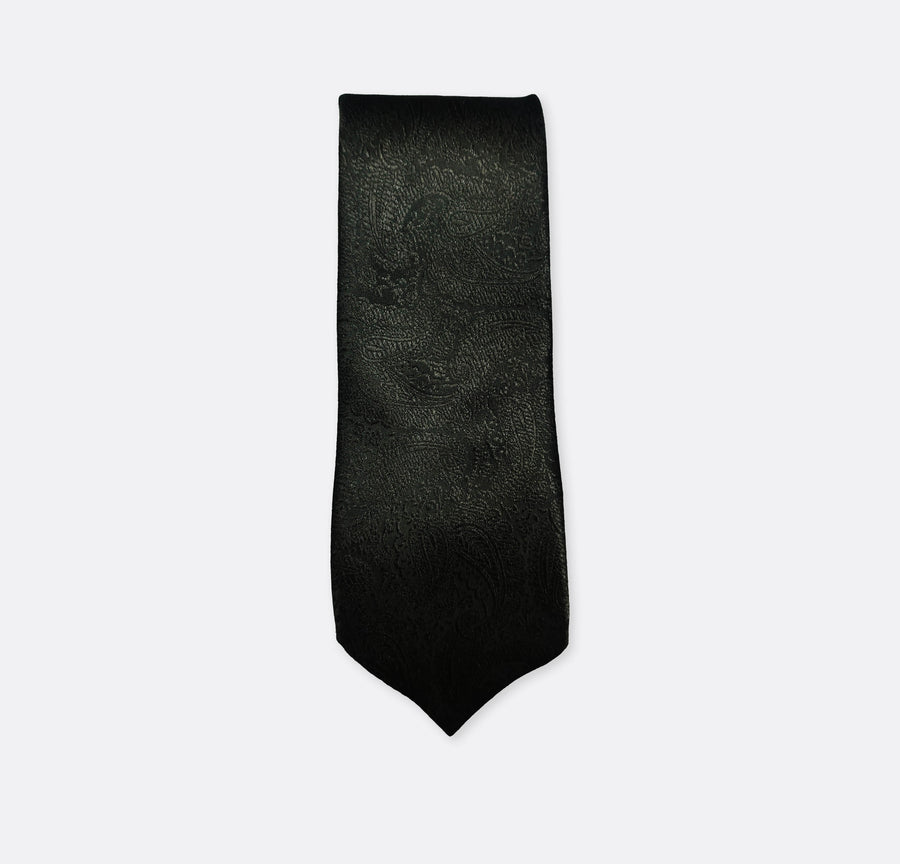 Black Paisley Self Tie - Neckties | Monzoro Pakistan