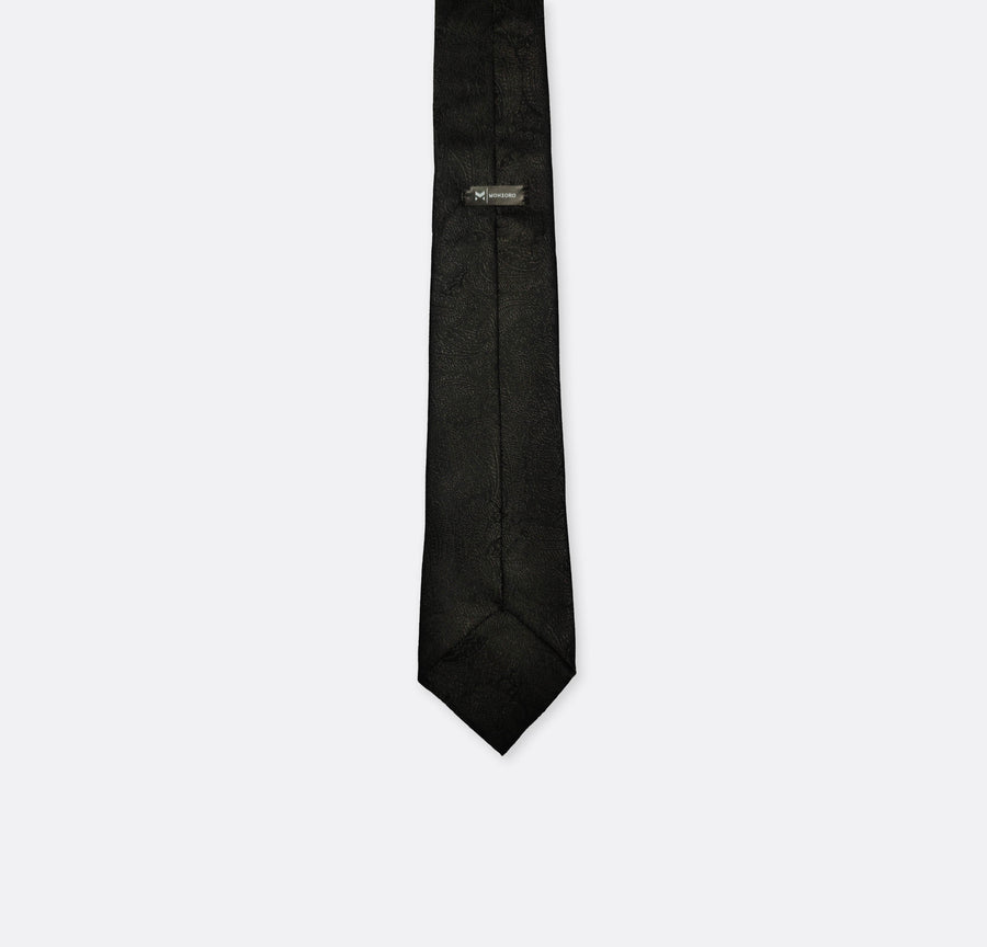 Black Paisley Self Tie - Neckties | Monzoro Pakistan