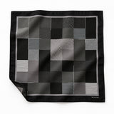 Black & White Abstract pocket square — unfolded studio detail.