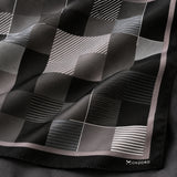 Black & White Abstract pocket square — fabric and design close-up.