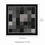Black & White Abstract pocket square — size guide.