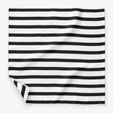 Black & White Stripes pocket square — unfolded studio detail.