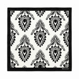 BLACK & WHITE TURKISH FLORAL SILK POCKET SQUARES pocket square — full flat product.