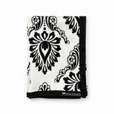 BLACK & WHITE TURKISH FLORAL SILK POCKET SQUARES pocket square — folded product.