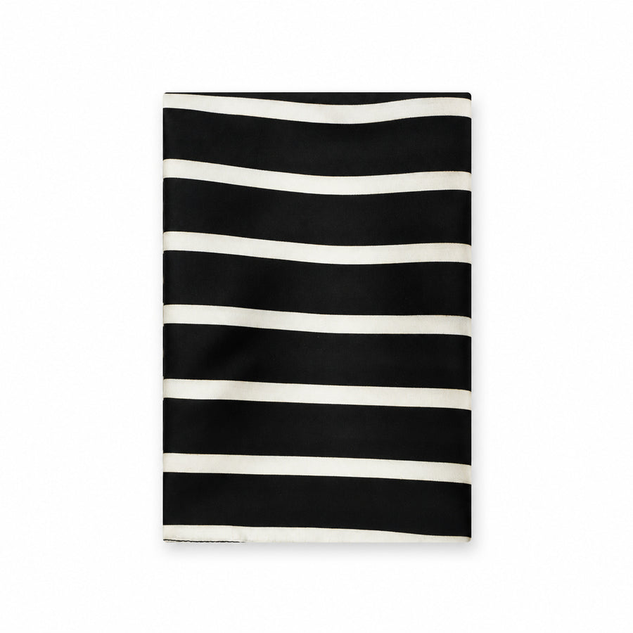 Black with White Stripes pocket square — folded product.