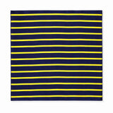 Blue and Gold Stripes pocket square — full flat product.