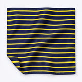 Blue and Gold Stripes pocket square — unfolded studio detail.
